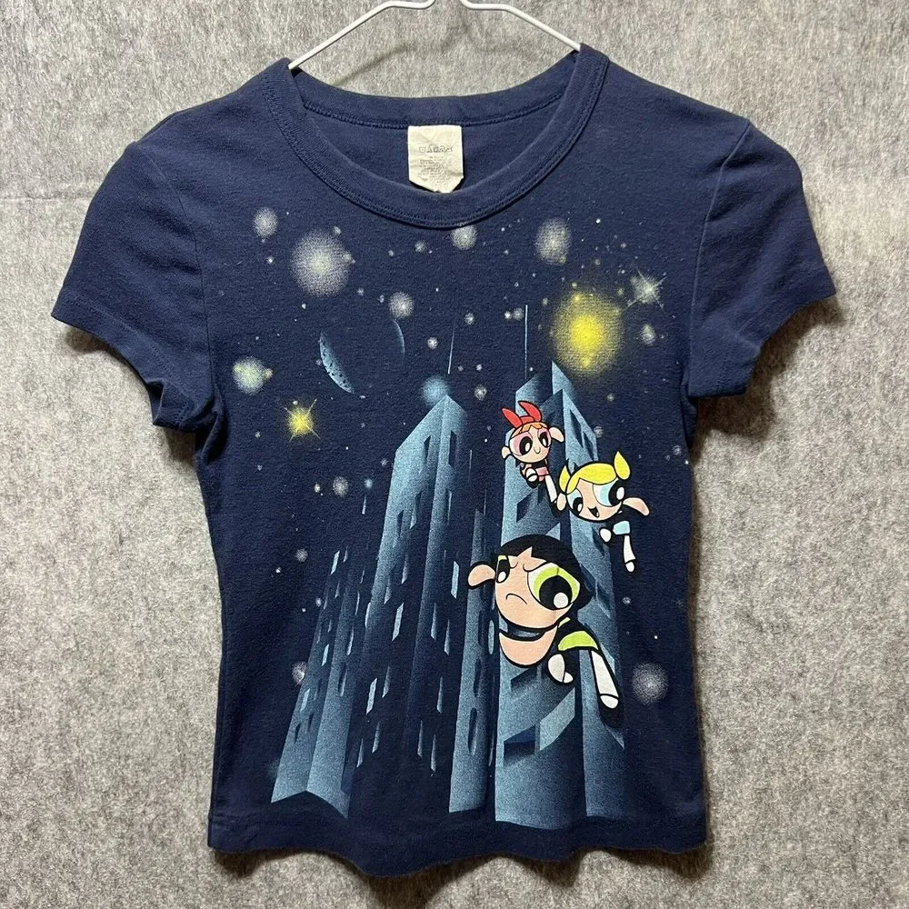Vintage Powerpuff Girls T Shirt Kids Small Y2K Baby Tee Blue Short Sleeve 90s‎